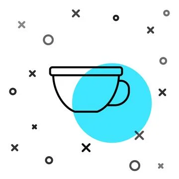 Black line Cup of tea icon isolated on white background. Random dynamic sha.. Stock Illustration