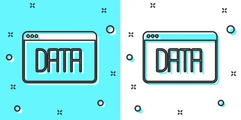 Black line Data analysis icon isolated on green and white background. Business Stock Illustration
