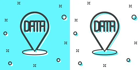 Black line Data analysis icon isolated on green and white background. Busines Stock Illustration