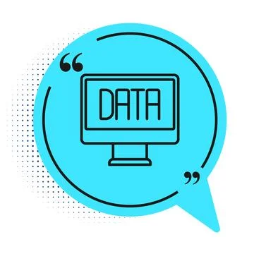 Black line Data analysis icon isolated on white background. Business data Illustrazione stock