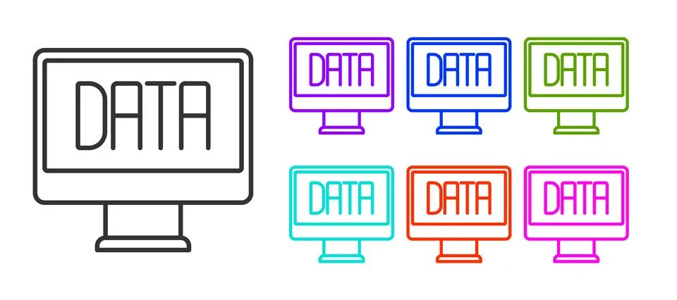 Black line Data analysis icon isolated on white background. Business data Stock Illustration
