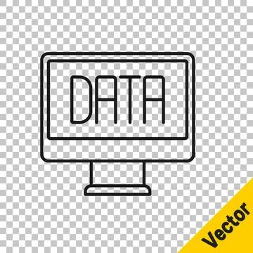Black line Data analysis icon isolated on transparent background. Business data Stock Illustration