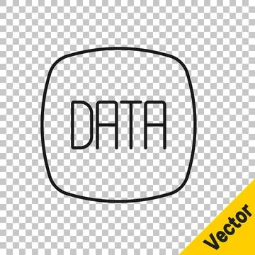 Black line Data analysis icon isolated on transparent background. Business .. Illustrazione stock