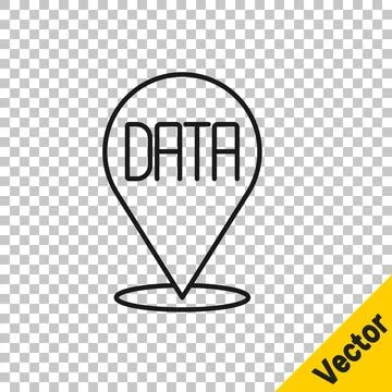 Black line Data analysis icon isolated on transparent background. Business .. 스톡 일러스트