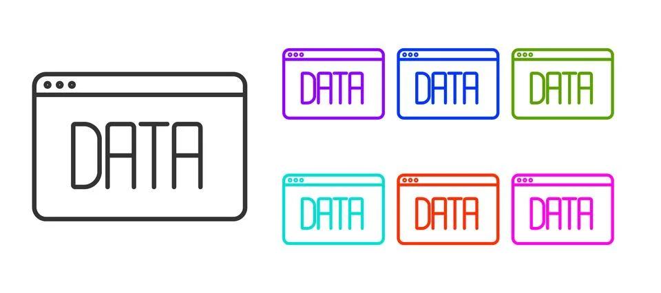 Black line Data analysis icon isolated on white background. Business data a.. Stock Illustration