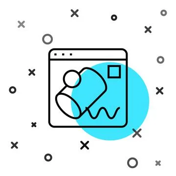 Black line Data visualisation icon isolated on white background. Random dynamic Stock Illustration