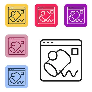 Black line Data visualisation icon isolated on white background. Set icons .. Stock Illustration