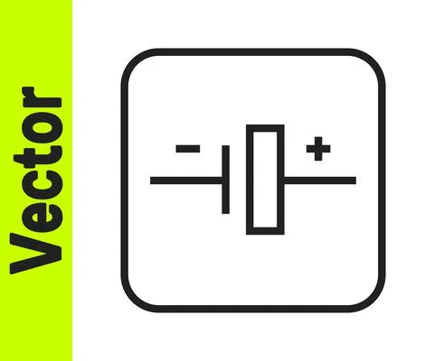 Black line DC voltage source icon isolated on white background. Vector 스톡 일러스트