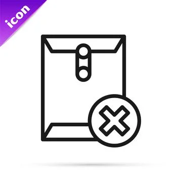 Black line Delete envelope icon isolated on white background. Delete or error Stock Illustration