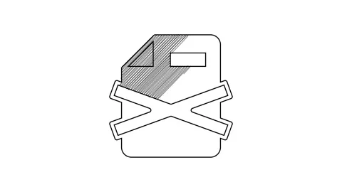 Black line Delete file document icon isolated on white background. Rejected Stock Footage 201612925