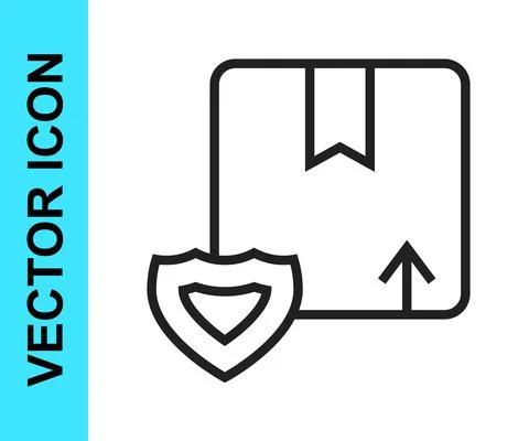 Black line Delivery security with shield icon isolated on white background 스톡 일러스트