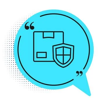 Black line Delivery security with shield icon isolated on white background... Stock Illustration