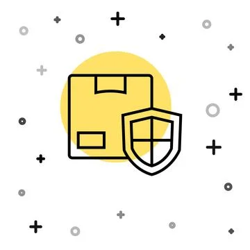 Black line Delivery security with shield icon isolated on white background... Stock Illustration