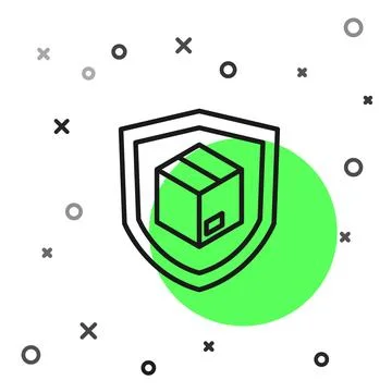 Black line Delivery security with shield icon isolated on white background... イラスト素材