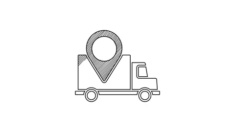 Black line Delivery tracking icon isolated on white background. Parcel tracking Vídeos de archivo 201460567