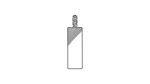 Black line Detonate dynamite bomb stick icon isolated on white background. Time Stock Footage 201466754