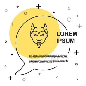 Black line Devil head icon isolated on white background. Happy Halloween part Stockillustratie