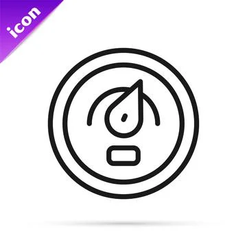Black line Digital speed meter concept icon isolated on white background. Global Stock Illustration