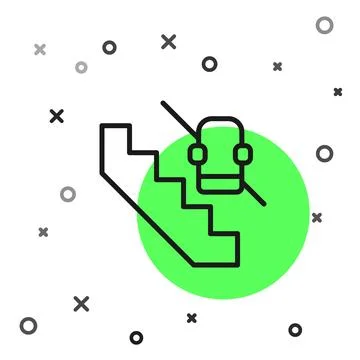 Black line Disabled access elevator lift escalator icon isolated on white bac 스톡 일러스트