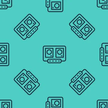 Black line DJ remote for playing and mixing music icon isolated seamless pattern Stock Illustration