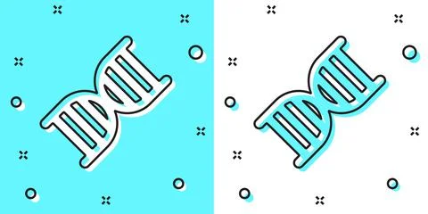 Black line DNA symbol icon isolated on green and white background. Random Stock Illustration