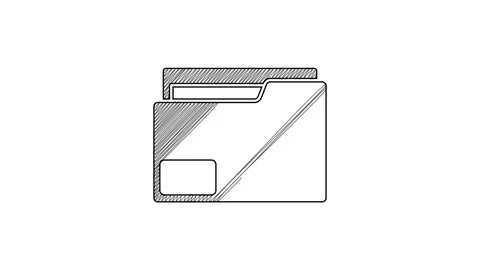 Black line Document folder icon isolated on white background. Accounting binder Stock Footage 201423649