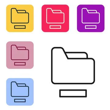 Black line Document folder icon isolated on white background. Accounting binder Stock Illustration