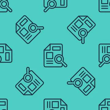 Black line Document with graph chart icon isolated seamless pattern on green Stock Illustration