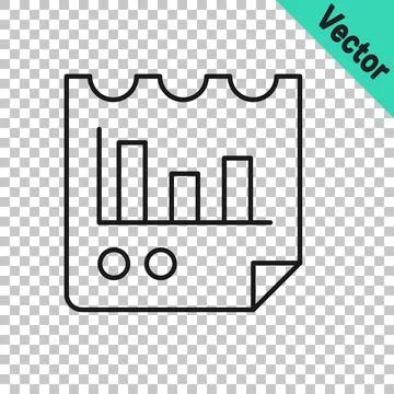 Black line Document with graph chart icon isolated on transparent background Illustrazione stock