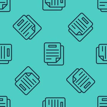 Black line Document icon isolated seamless pattern on green background. File  イラスト素材