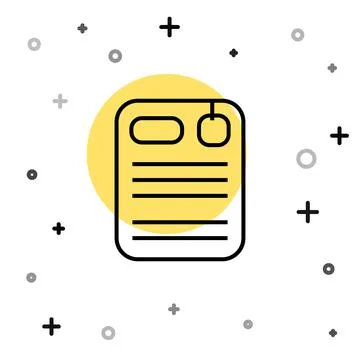 Black line Dossier folder icon isolated on white background. Random dynamic Illustrazione stock