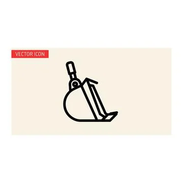 A black line drawing of a hook with a handle on a beige background Illustration