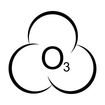Black line drawing of the ozone molecule symbol O3 Stock Illustration