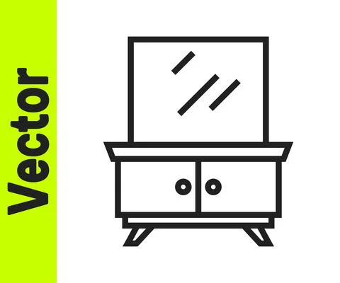 Black line Dressing table icon isolated on white background. Vector イラスト素材
