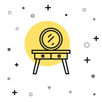 Black line Dressing table icon isolated on white background. Random dynamic イラスト素材