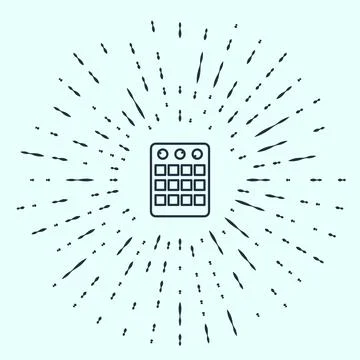 Black line Drum machine icon isolated on grey background. Musical equipment.  Illustrazione stock