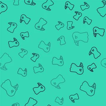 Black line Eagle head icon isolated seamless pattern on green background. Vector Illustrazione stock