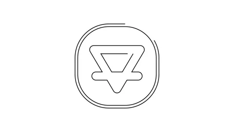 Black line Earth element of the symbol alchemy icon isolated on white background Stock Footage 148446722