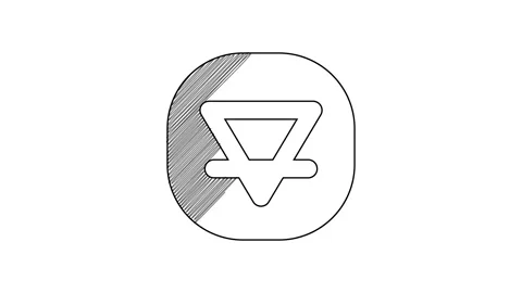 Black line Earth element of the symbol alchemy icon isolated on white background Stock Footage 201526277