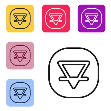 Black line Earth element of the symbol alchemy icon isolated on white background Stock Illustration