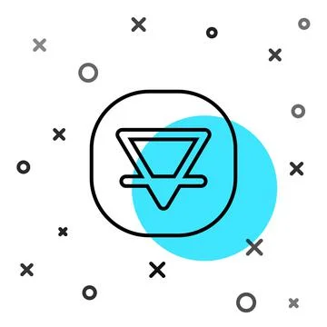 Black line Earth element of the symbol alchemy icon isolated on white background Stock Illustration