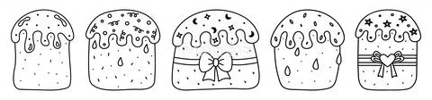 Black line Easter cake set Ilustraciones de archivo