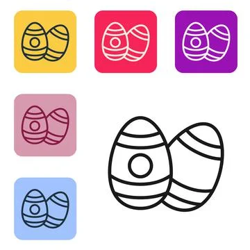 Black line Easter egg icon isolated on white background. Happy Easter. Set icons 스톡 일러스트