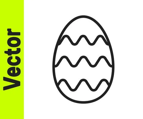 Black line Easter egg icon isolated on white background. Happy Easter. Vector イラスト素材
