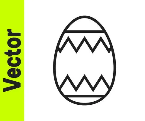 Black line Easter egg icon isolated on white background. Happy Easter. Vector Stock Illustration