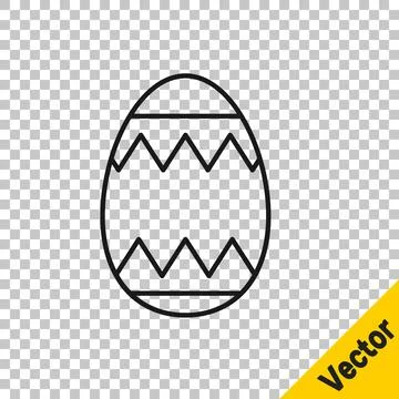 Black line Easter egg icon isolated on transparent background. Happy Easter Ilustración de archivo