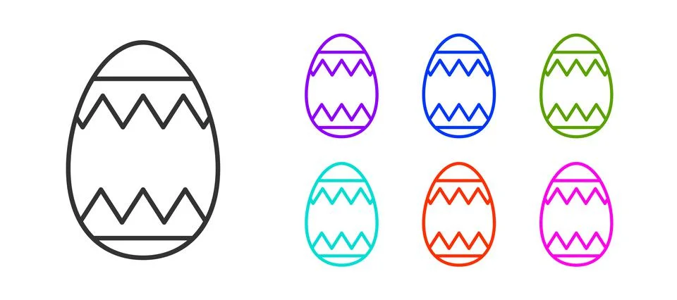 Black line Easter egg icon isolated on white background. Happy Easter. Set icons イラスト素材