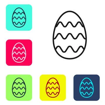Black line Easter egg icon isolated on white background. Happy Easter. Set icons 스톡 일러스트