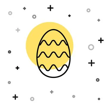 Black line Easter egg icon isolated on white background. Happy Easter. Random 스톡 일러스트