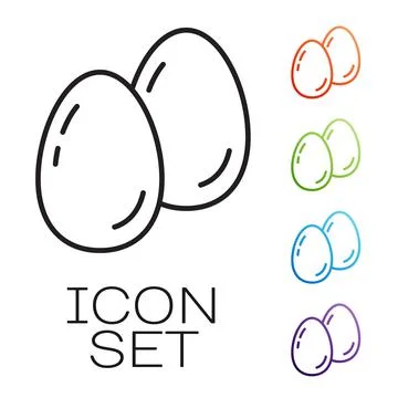 Black line Easter eggs icon isolated on white background. Happy Easter. Set Stock Illustration